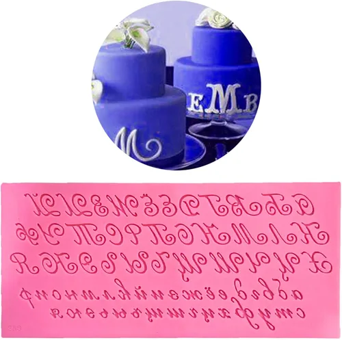 Vista 4 de Yuly 3D Artística Letra Rusa Silicona Pastel Fondant DIY Molde Escritura a mano C Bagel Silicona Molde para hornear