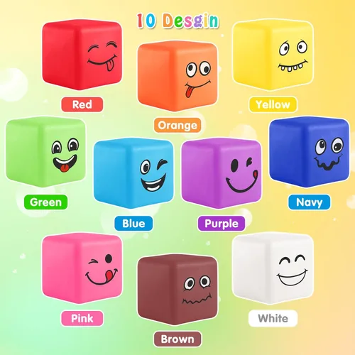 Vista 3 de Pelotas antiestrés para niños: mini bola de estrés con cara sonriente, paquete de 24, juguetes elásticos para aliviar la ansiedad y el estrés