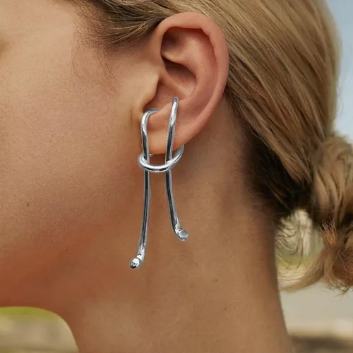 Vista 2 de Ear Cuffs for Women Non Piercing Adjustable Silver Ear Cuff Ear Clip Wrap Earrings Fake Ear Piercings Dangle Earrings