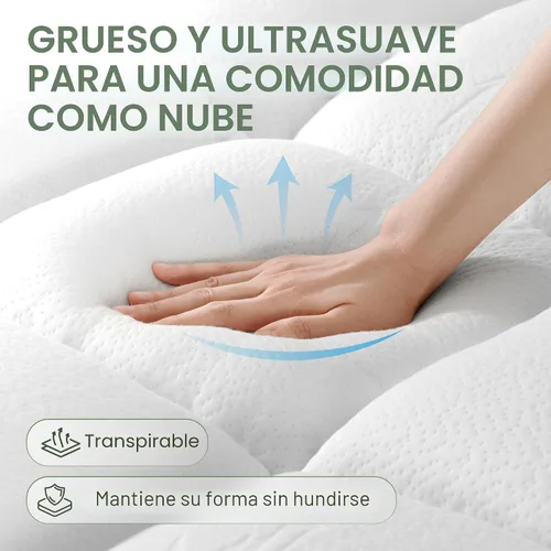 Vista 2 de Cubrecolchón extra grueso con bolsillo profundo de 20 pulgadas, tamaño Blancanieves