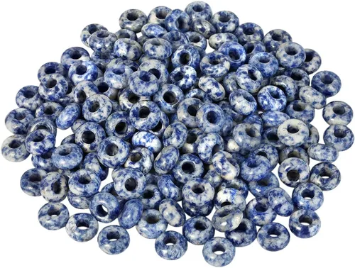 Vista 3 de SUNYIK 2 paquetes de 25 cuentas de cristal surtidas con agujero grande (0.236 pulgadas) Rondelle cuentas europeas para pulseras
