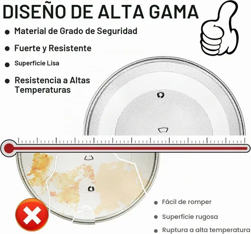Vista 3 de Reemplazo de placa giratoria de vidrio para microondas de 11.25 pulgadas, compatible con Samsung y GE, placa de vidrio para microondas de 11 1/4