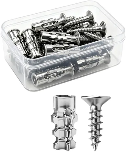 Vista 8 de Tornillos de expansión de madera de 6 × 0.551 in, kits de reparación de Tornillos de reparación de roscas de bisagra de puerta, anclajes de pared