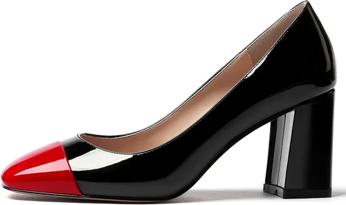 Vista 2 de WAYDERNS Zapatos de tacón alto con puntera cuadrada para mujer, de 3 pulgadas