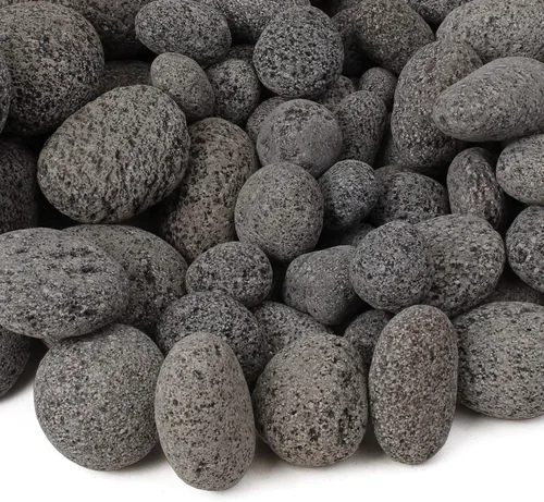 Vista 4 de Lava Rock - Piedras de lava pulidas de 10 libras - Piedras de lava negras y grises de 1 pulgada - Roca volcánica - Rocas de paisajismo - Pequeñas