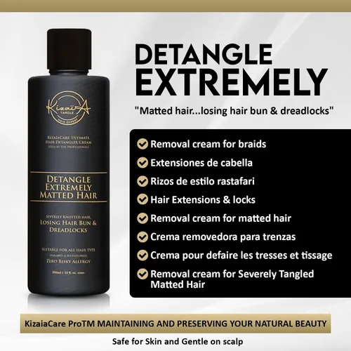 Vista 7 de KizaiaCare Ultimate Matted Hair Detangler: solución desenredante sin dolor para cabello enredado, anudado, enmarañado o rasta. Adultos y niños
