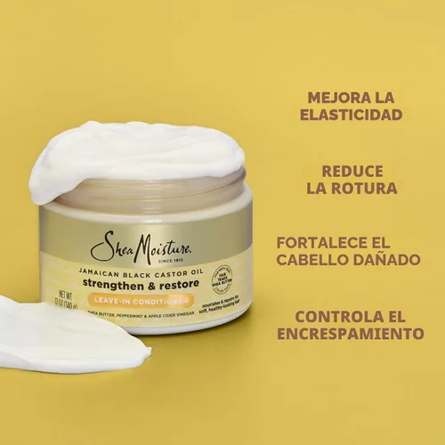 Vista 4 de SheaMoisture Aceite de Ricino Negro Jamaiquino, Acondicionador Fortalecedor y Restaurador Sin Enjuague, 11.5 fl oz (340 ml)