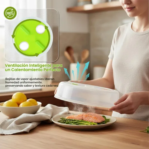 Vista 3 de Flexzion Juego de 5 fundas para platos de microondas, sin BPA, con ventilación de vapor ajustable, aptas para lavavajillas, cubiertas de plástico
