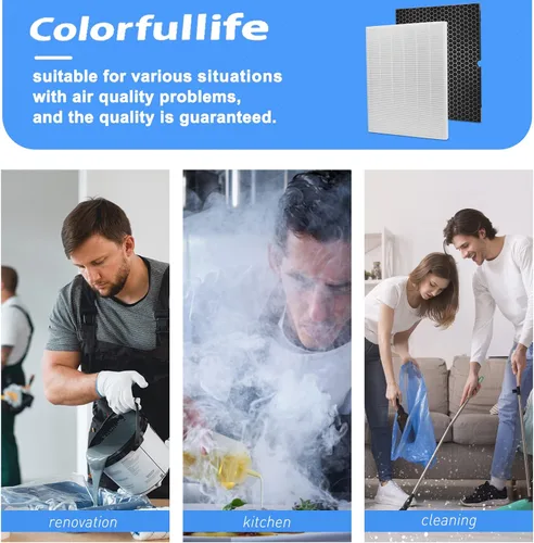 Vista 4 de Colorfullife 2 juegos de filtros de repuesto H 116130 para purificador de aire Winix 5500-2 AM80 Plasmawave, 2 filtros HEPA verdaderos y 2 filtros