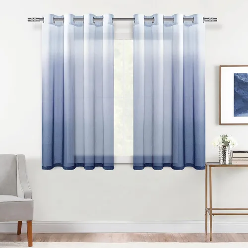 Vista 43 de DWCN Cortinas Transparentes Ombré - Cortinas de Lino Sintético con Gradiente Semi Voile con Ojales en la Parte Superior para Dormitorio y Sala