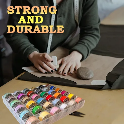 Vista 4 de 36 bobinas e hilos de coser con estuche de bobina de plástico para múltiples máquinas de coser, juego de bobinas preenrolladas (bobinas de metal)