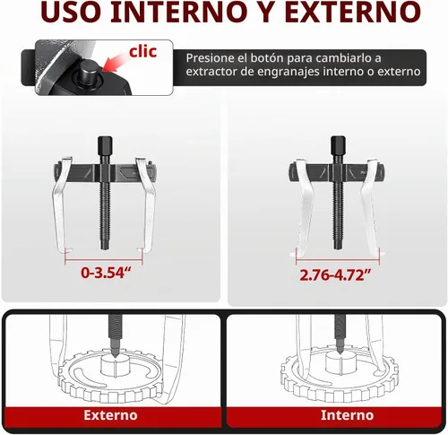 Vista 2 de BILITOOLS Extractor de engranajes de 3", de 2 mordazas, interno y externo para la extracción de poleas, volantes, rodamientos y brazos