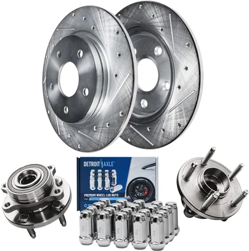 Vista 24 de Detroit Axle - Kit de frenos para Chevrolet Cruze 2011-2015 2013-2016 Sonic 2016 Cruze Limited Rotores de freno de disco ranurados perforados