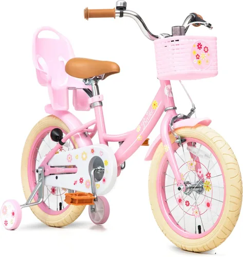 Vista 8 de Bixike Girls Bike with Basket for Toddlers and Kids Aged 3-14 Years Old, 12 14 16 18 Inch with Training Wheels & Doll Seat, 20 Inch with Kickstand &