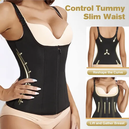 Vista 5 de Waist Trainer Women Cincher Corset - Vest Trimmer Body Shaper - Shapewear Sports Girdle Sweat Belt Tank Top with Strap
