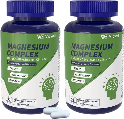 Vista 10 de Complejo triple de magnesio – 300 mg de magnesio de malato, glicinato y citrato – Apoya el alivio del estrés y el sueño, nervios y metabolismo