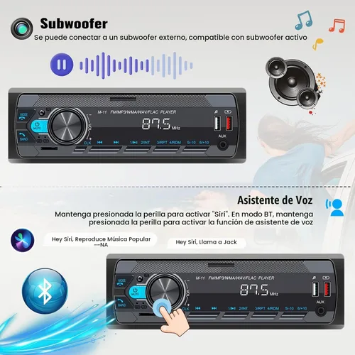 Vista 5 de SIXWIN Estéreo de Coche Single Din con Bluetooth 5.0 Llamadas Manos Libres Control de Voz Estéreo de Coche Radio FM de Coche Reproductor Mp3