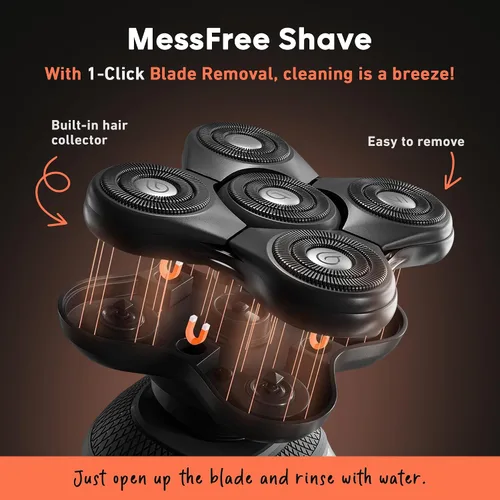 Vista 7 de GROOMIE Paquete sin pelo, no importa, afeitadoras eléctricas 5D BaldiePro para hombres calvos, aceite natural para preafeitado para promover