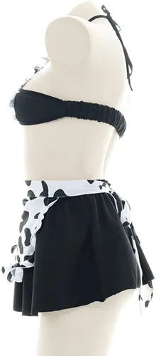 Vista 3 de JasmyGirls Lencería de anime para mujer, lencería sexy para cosplay, disfraz de vaca kawaii, traje de juego de rol, ropa interior japonesa Lolita