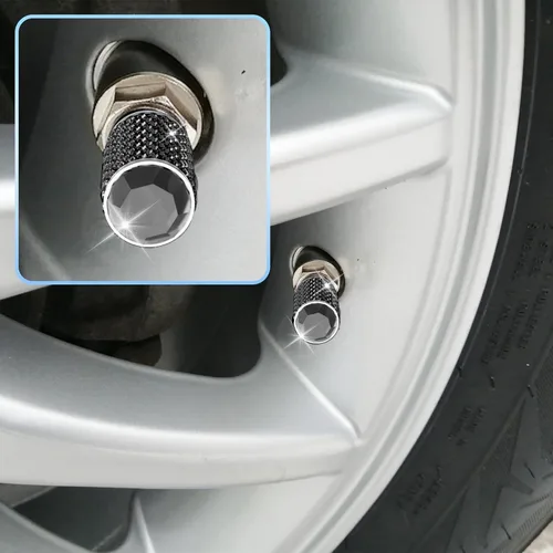 Vista 6 de BFXM 4 piezas de tapas de válvula de neumático de coche, tapa de aire de neumático para coche, cubiertas de vástago universales, tapa de presión