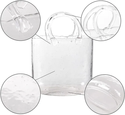 Vista 3 de Florero de cristal para flores, florero único, florero de cristal para flores, decoración moderna de granja, estilo 1, gris
