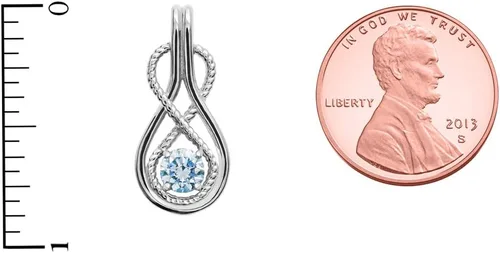 Vista 2 de infinity cuerda de Marzo Birthstone Aguamarina 14K oro blanco colgante