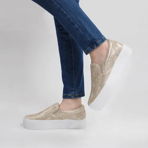 Vista 6 de JABASIC Mocasines de plataforma sin cordones para mujer, mocasines cómodos y casuales
