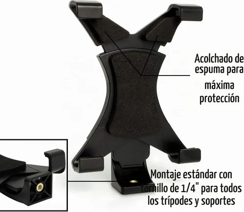 Vista 3 de Soporte de trípode universal para tableta para iPad, iPad Air, Air 2, iPad Mini, Samsung Galaxy Tab y muchas más tabletas
