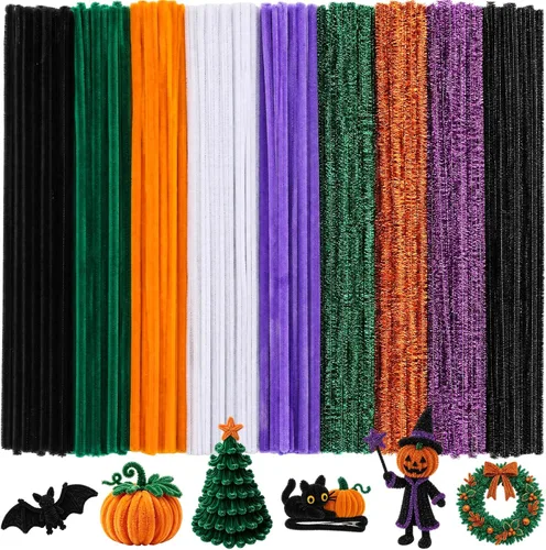 Vista 10 de Limpiapipas de Navidad, 500 piezas de limpieza de tuberías artesanales Colores de Navidad 02