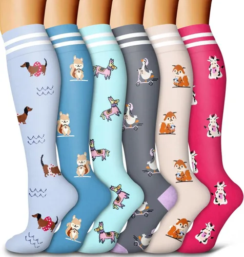 Vista 37 de Bluemaple Paquete de 6 calcetines de compresión de cobre para mujeres y hombres, el mejor apoyo para médicos, correr, enfermería, atletismo