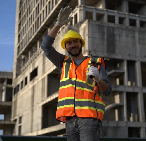 Vista 2 de Dazonity Chaleco de seguridad con múltiples bolsillos, 2 piezas, reflectante y de alta visibilidad para el trabajo, construcción, estacionamiento
