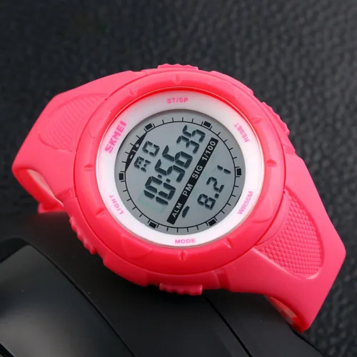Vista 8 de Skmei digital reloj deportivo mujeres impermeable el retroiluminación pu banda pequeña Militar relojes de pulsera chica al aire libre