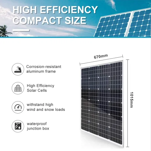 Vista 3 de Kit de panel solar de 100 vatios y 12 voltios fuera de la red con panel solar monocristalino de 120 W y controlador de carga MPPT de 20 A, monitor