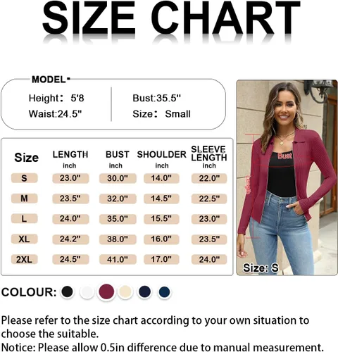 Vista 6 de AFVETUT Cárdigan de punto de manga larga con cremallera para mujer, suéter casual acanalado con frente abierto, cárdigan de color sólido