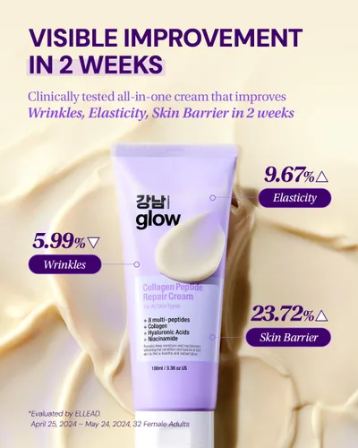 Vista 2 de GANGNAM GLOW Crema reparadora de péptidos de colágeno, hidratante facial con péptidos de colágeno y niacinamida, crema de día y noche con retinol