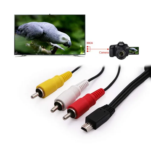 Vista 3 de Cable mini USB a 3 RCA de repuesto para AVC-DC400ST EOS 7D, 60D, 60Da, 70D, 100D, 550D, 600D, 650D, 700D y EOS Rebel SL1, T2i, T3i, T4i, cámara
