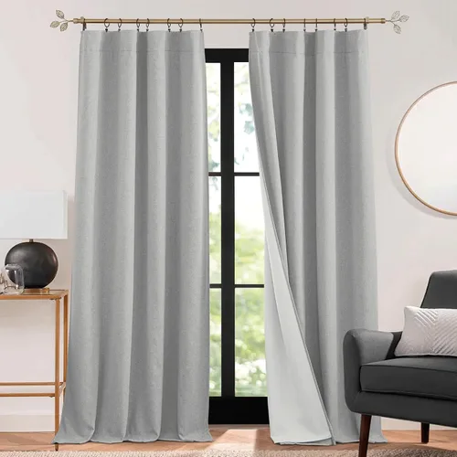 Vista 22 de RYB HOME - Cortinas con cancelación de ruido de 63 pulgadas de largo, juego de 2 paneles, 3 capas totales, cortinas opacas, insonorizadas