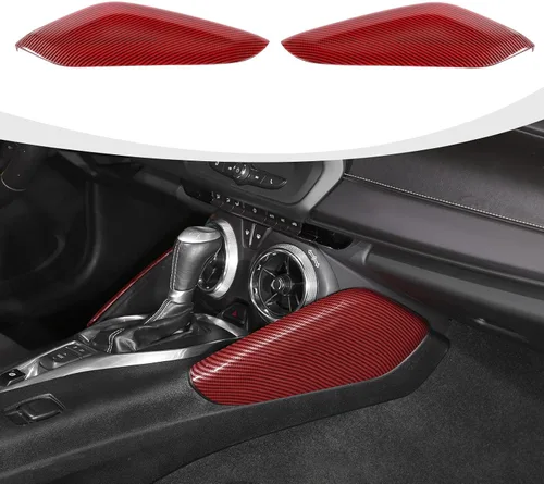 Vista 10 de RAZPOY Cubierta del panel lateral de la palanca de cambios compatible con Chevrolet Chevy Camaro 2016-2023 accesorios interiores de fibra de carbono