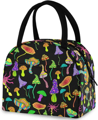 Vista 8 de Bolsa de almuerzo reutilizable con diseño de panal de abeja vintage, con bolsillo frontal, cierre de cremallera, bolsa térmica térmica