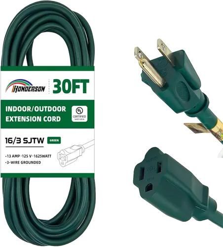 Vista 13 de Cable de Extensión HONDERSON, Certificación UL, Calibre 16, 1 Pie de Largo, Color Negro, 3 Puntas, Resistente, 16/3 SJTW, 13A, Cable de Energía