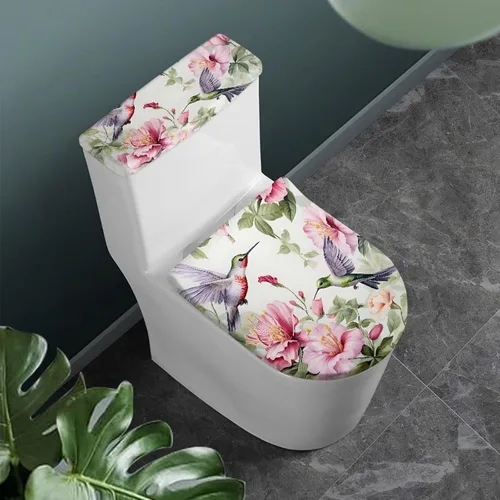 Vista 14 de Ystardream Juego de 2 fundas de inodoro y fundas de asiento de mar profundo, fundas de tapa de asiento de inodoro, fundas lavables para tanque