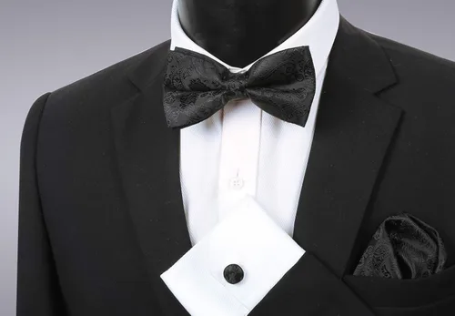 Vista 5 de Alizeal Mens Classic Paisley Bow Tie Hanky and Cufflinks Set