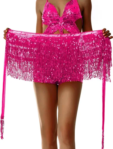 Vista 5 de Falda de lentejuelas, falda brillante, falda de danza del vientre, falda con brillantina, falda brillante de lentejuelas, falda de borla con flecos