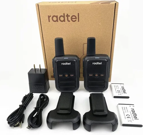 Vista 6 de Radtel RT12 Walkie Talkies para adultos recargable, paquete de 2 unidades, radio bidireccional FRS de mano de largo alcance de 16 canales, manos