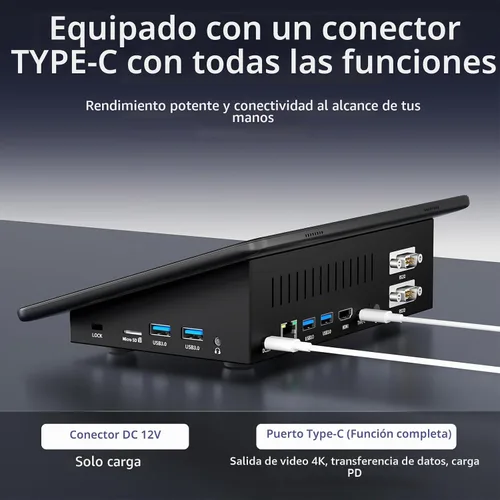 Vista 7 de HIGOLEPC MINI PC, 10.1 pulgadas pantalla táctil Win 11 Pro Mini computadora, Celeron N5095 8GB RAM/128GB ROM Mini PC con pantalla, Dual RS232 HDMI