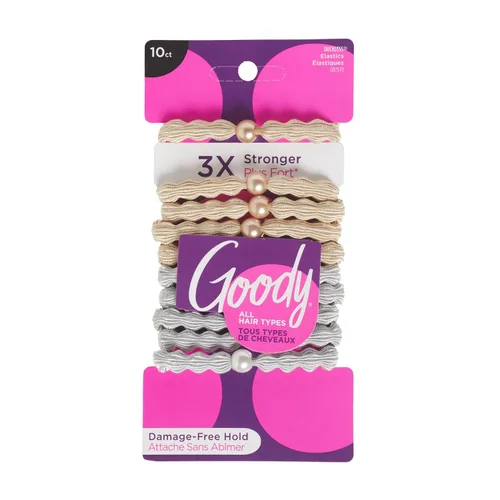 Vista 10 de Goody Ouchless Forever - Bandas elásticas para el cabello, 10 unidades, color negro, bandas sin daños, lazos elásticos 3 veces más fuertes
