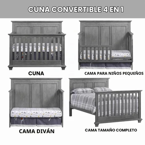 Vista 5 de Oxford Baby Kenilworth - Cuna convertible 4 en 1, gris grafito, certificado GreenGuard Gold