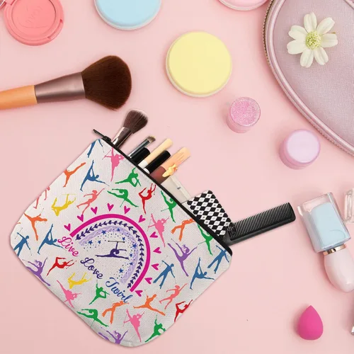 Vista 2 de WSNANG Baton Twirler Bolsa de cosméticos Live Love Twirler Bolsa de maquillaje Twirler Regalo para mamá Regalo de Baton Girando Regalo Gimnasta