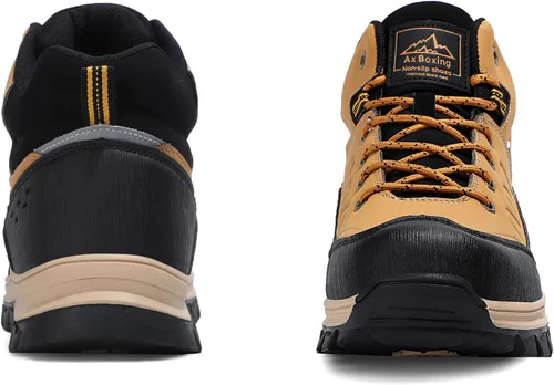 Vista 3 de AX BOXING Botas de nieve para hombre, botas de invierno con forro de piel, antideslizantes, cálidas, para senderismo, zapatos para exteriores