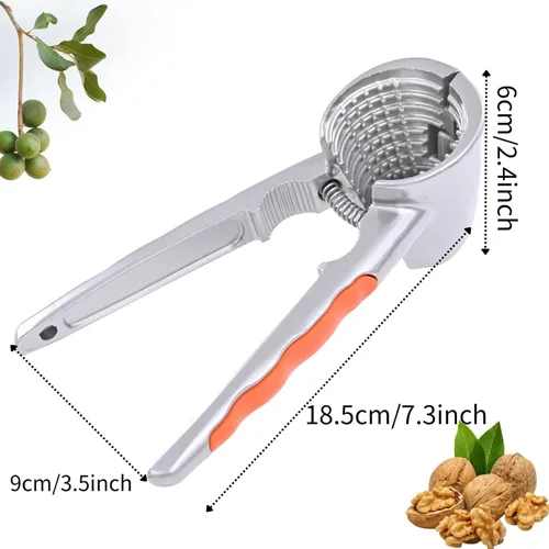 Vista 2 de Casca nueces para todas las nueces, de servicio pesado con mango antideslizante, herramientas de casca nueces, embudo, alicates para nueces, juego 3